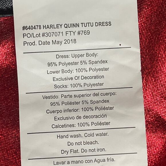 Rubie's Harley Quinn Dress Tutu Skirt Costume Size 8 10 Medium - Picture 7 of 13